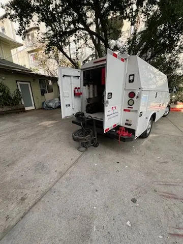 Magnet Plumbing service vehicle on-site for Slab Leak Repair in Hallandale